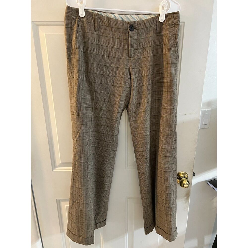 Gap Brown Plaid Wool Blend Wide Leg Trousers Dress Pants Workwear Office 6 S